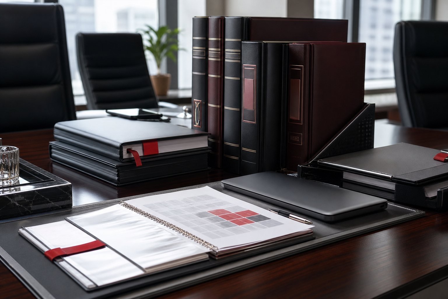 Expediente corporativo organizado para revisión legal institucional